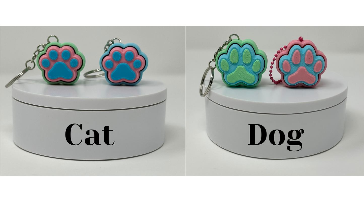 Cat or Dog Paw Single Clicker Keychains