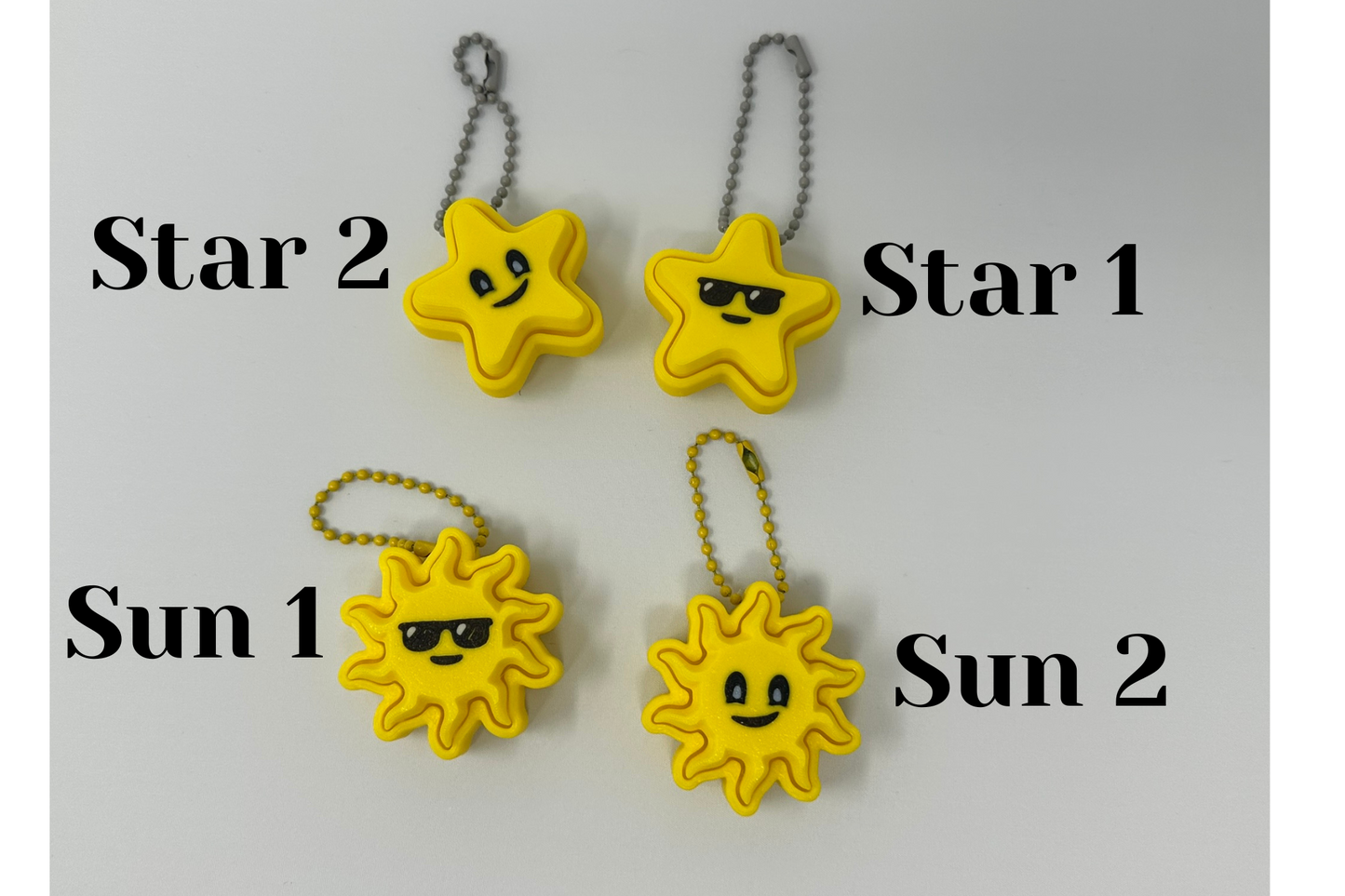Sun or Star Single Clicker Keychain